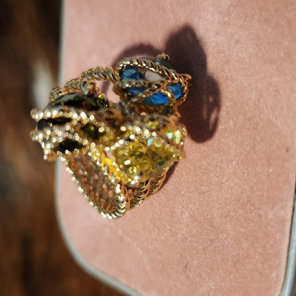 Stunning 3 Coloured Gemstone Ring - Picture 2 of 5